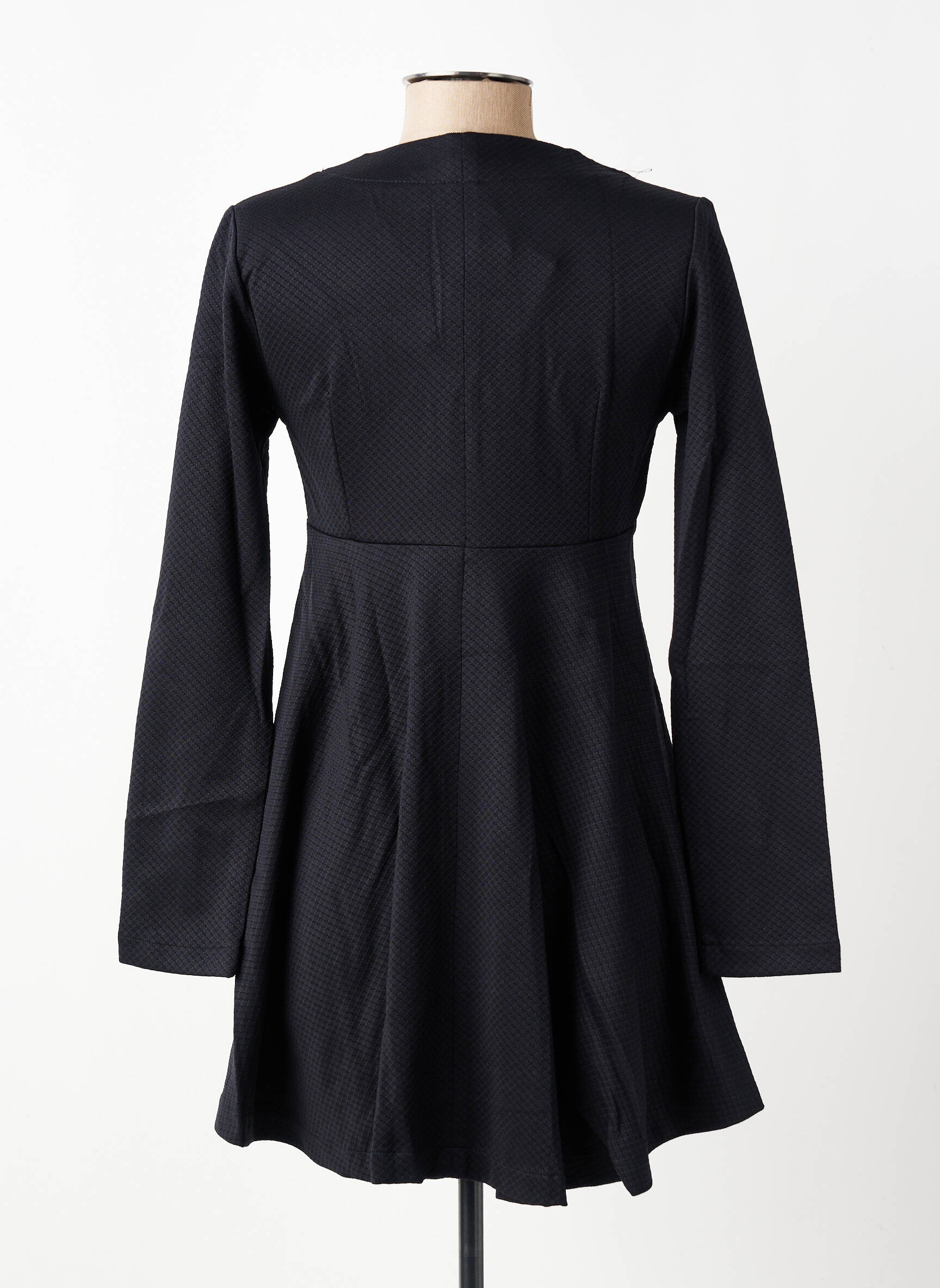 Robe courte coupe évasée manches longues noir COUTURIST femme