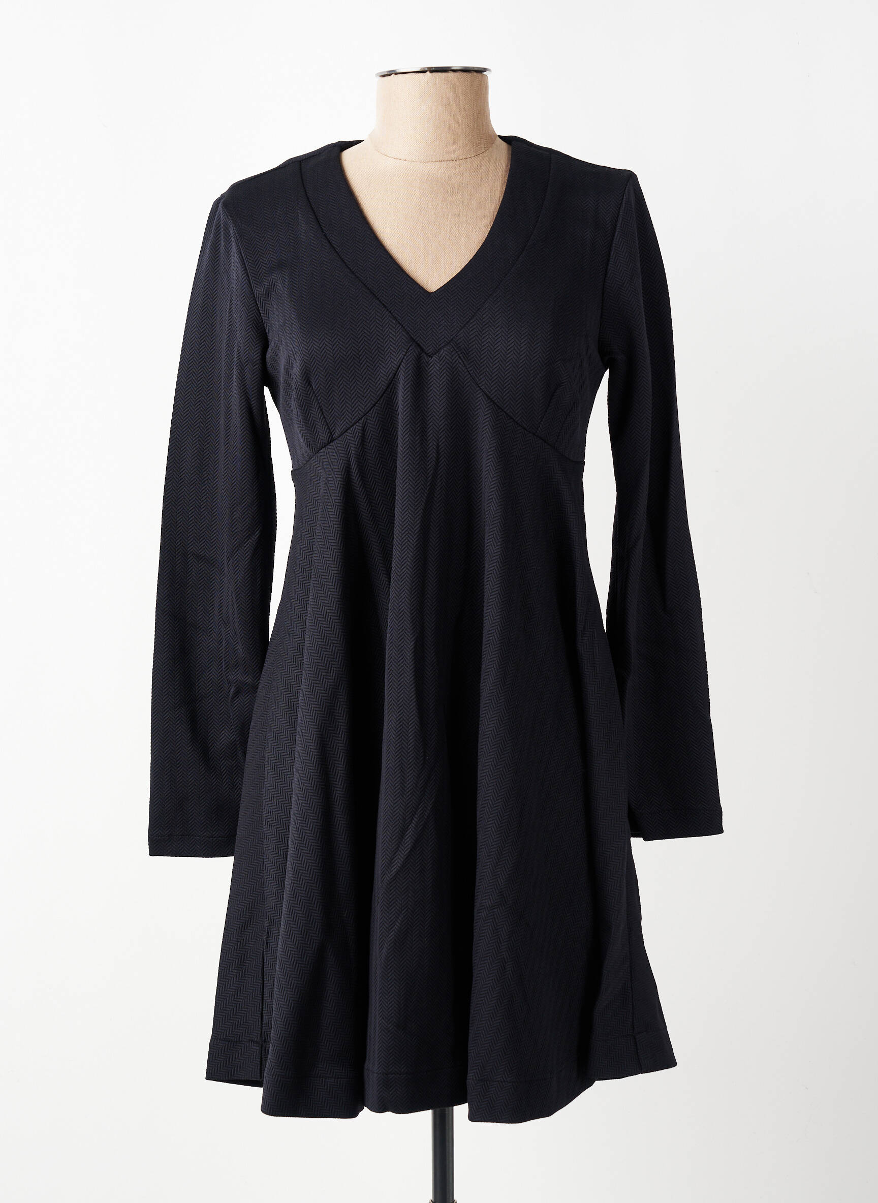 Robe courte coupe évasée manches longues noir COUTURIST femme