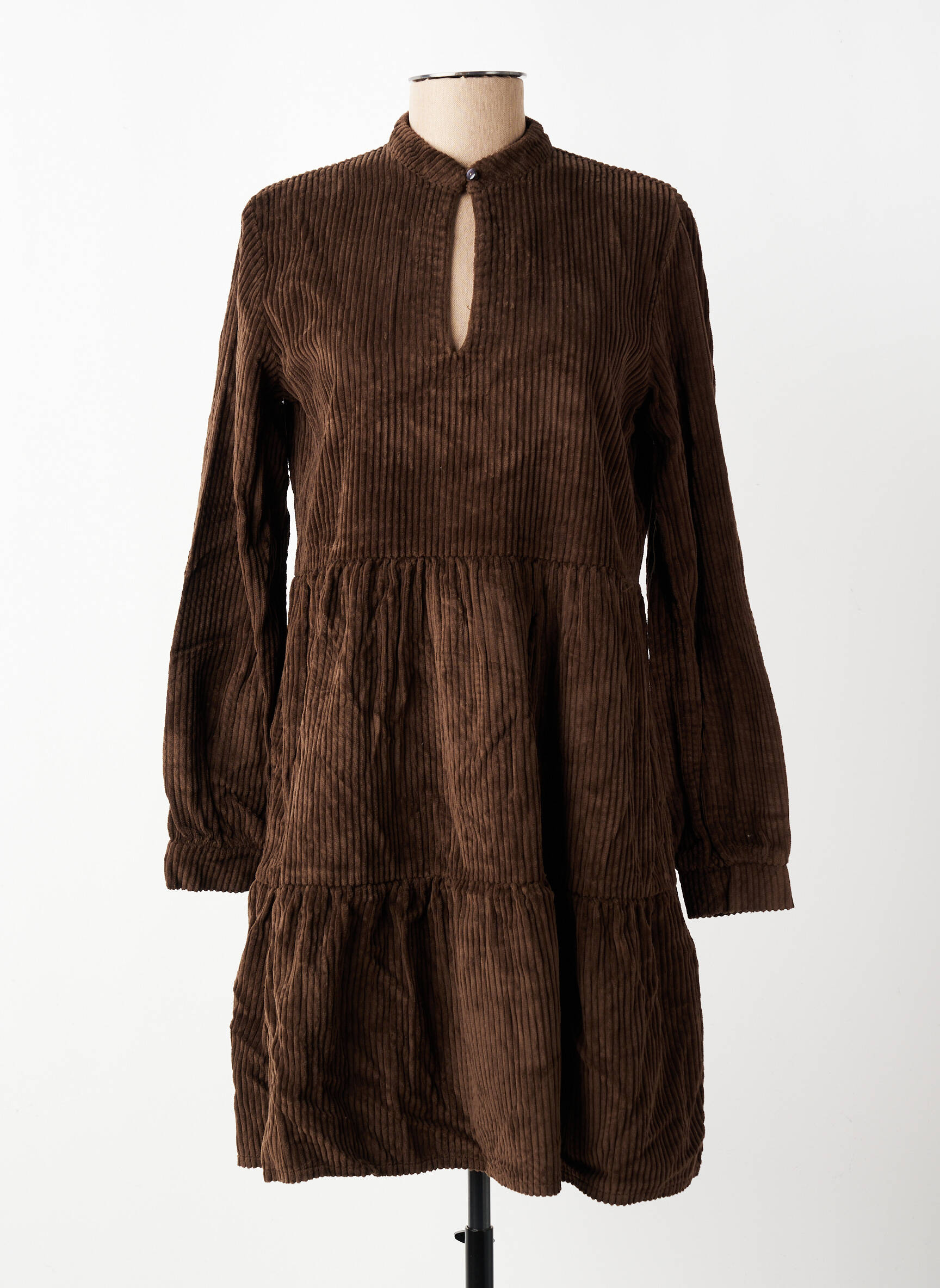 Robe courte coupe évasée manches longues marron COUTURIST femme