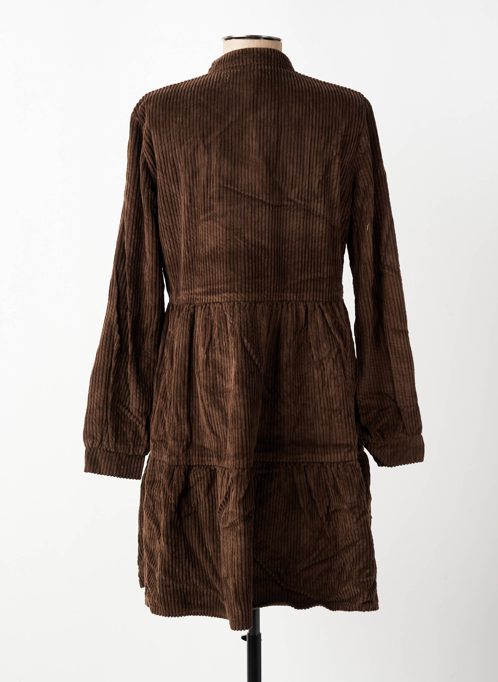 Robe courte coupe évasée manches longues marron COUTURIST femme