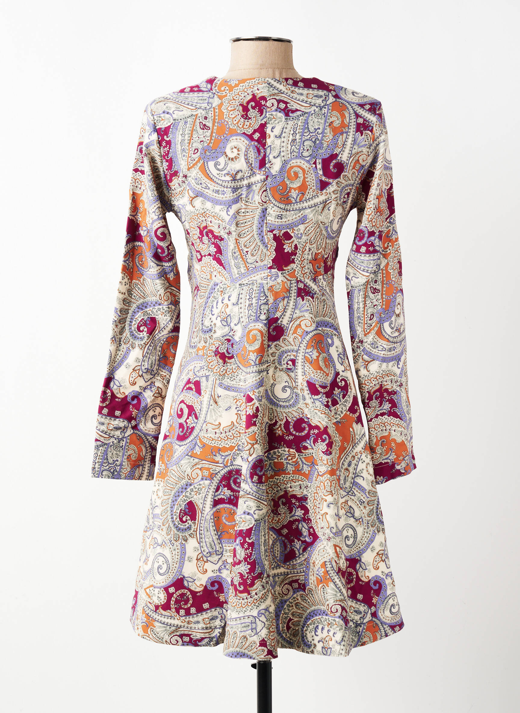 Robe courte coupe évasée manches longues beige COUTURIST femme