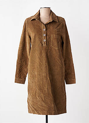 Robe mi-longue manches longues manches longues marron COUTURIST femme