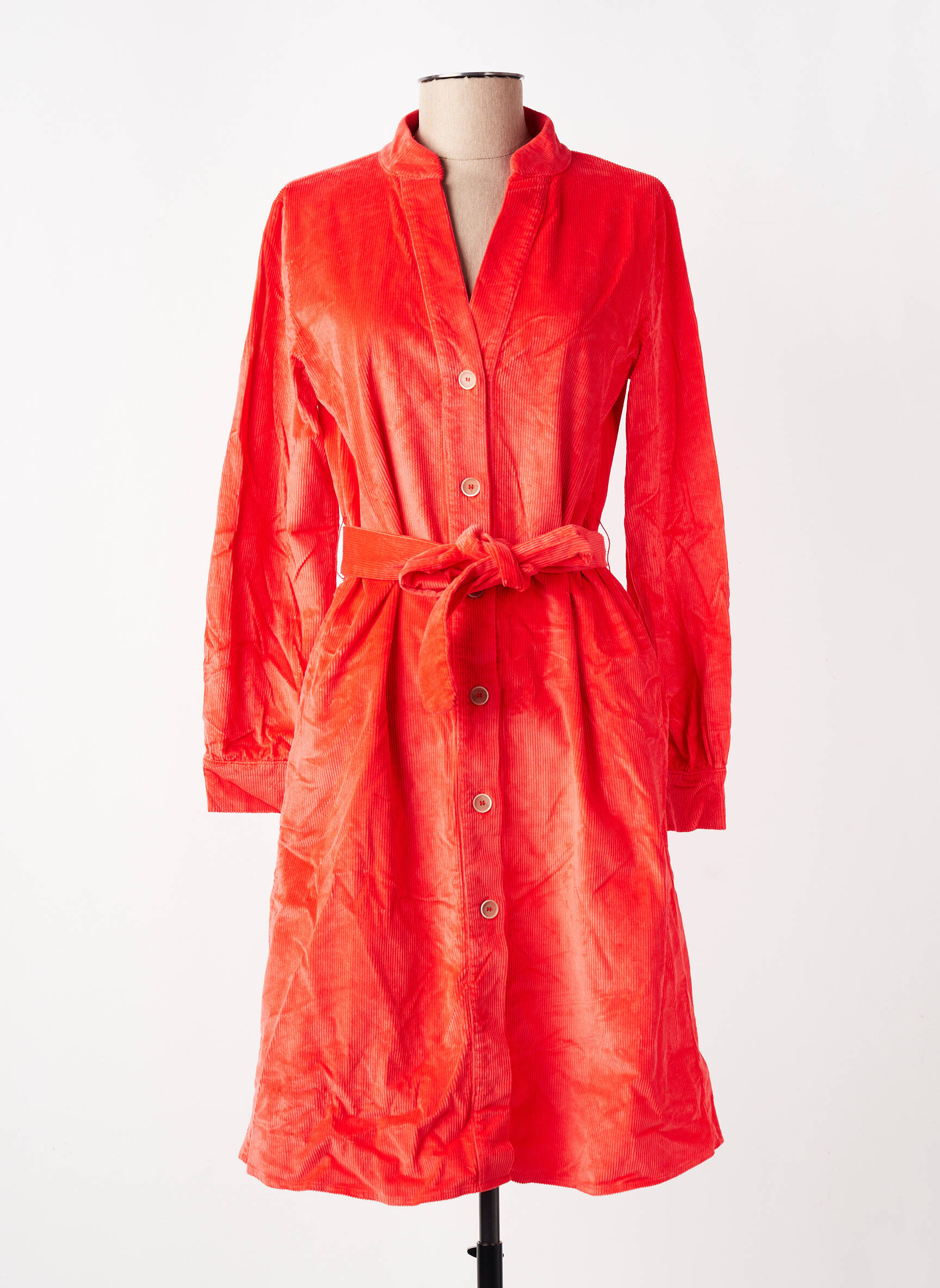Robe mi-longue manches longues manches longues rouge COUTURIST femme