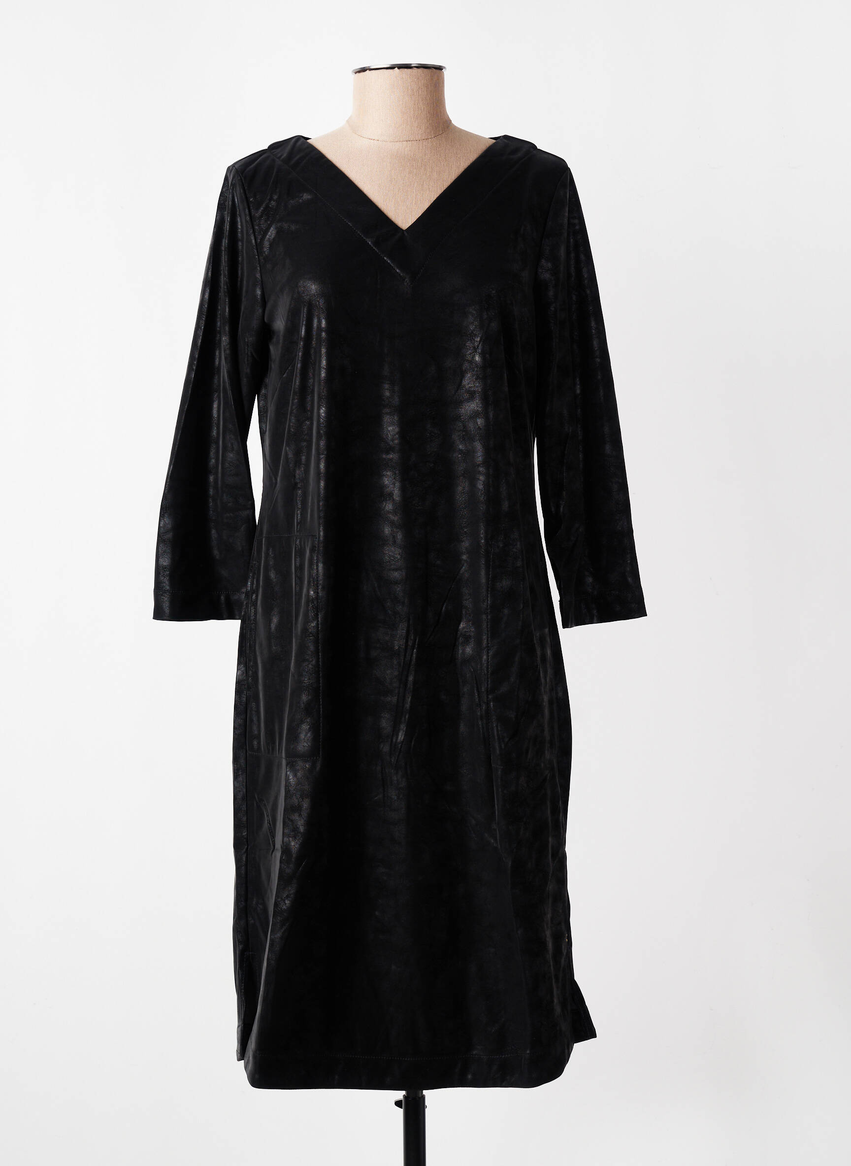 Robe mi-longue manches longues manches longues noir COUTURIST femme