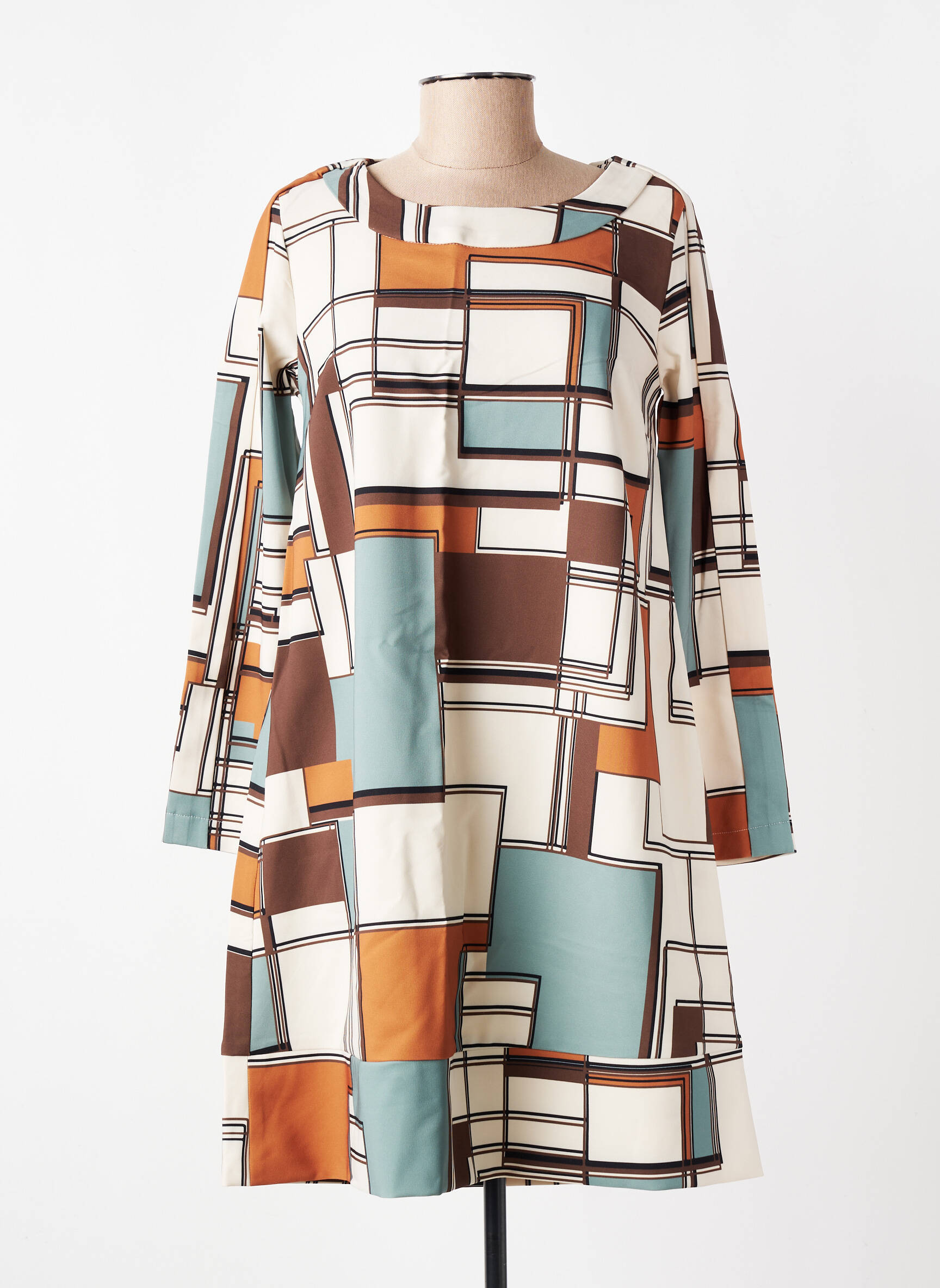 Robe courte manches longues manches longues beige COUTURIST femme