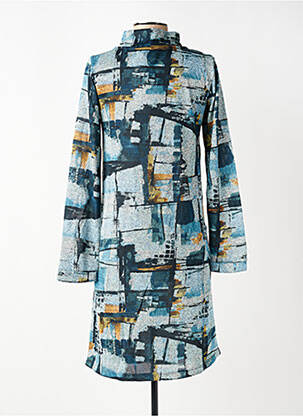 Robe mi-longue imprimé fantaisie manches longues bleu COUTURIST femme