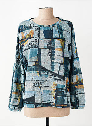 Pull tissage chiné manches longues bleu COUTURIST femme