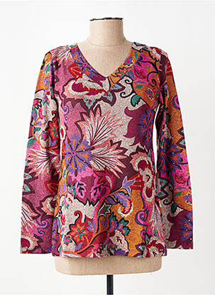 Pull tissage chiné manches longues rose COUTURIST femme