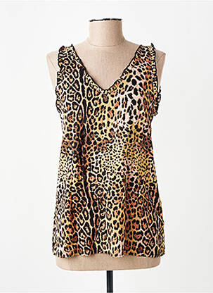 Top coupe cintrée sans manche beige VERDISSIMA femme