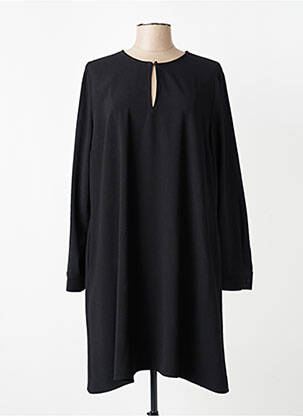 Robe mi-longue coupe fluide manches longues noir RIVER WOODS femme