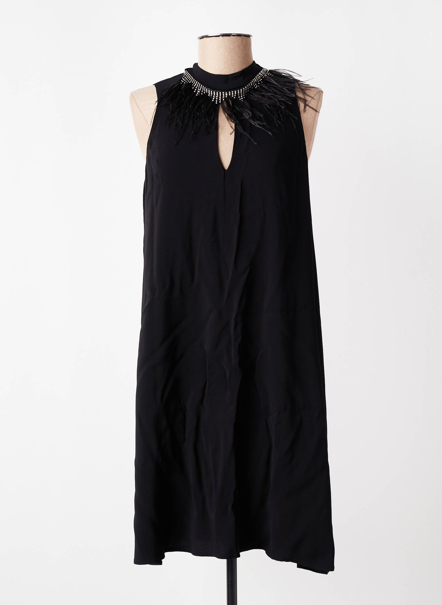 Robe mi-longue coupe fluide sans manche noir TWINSET femme