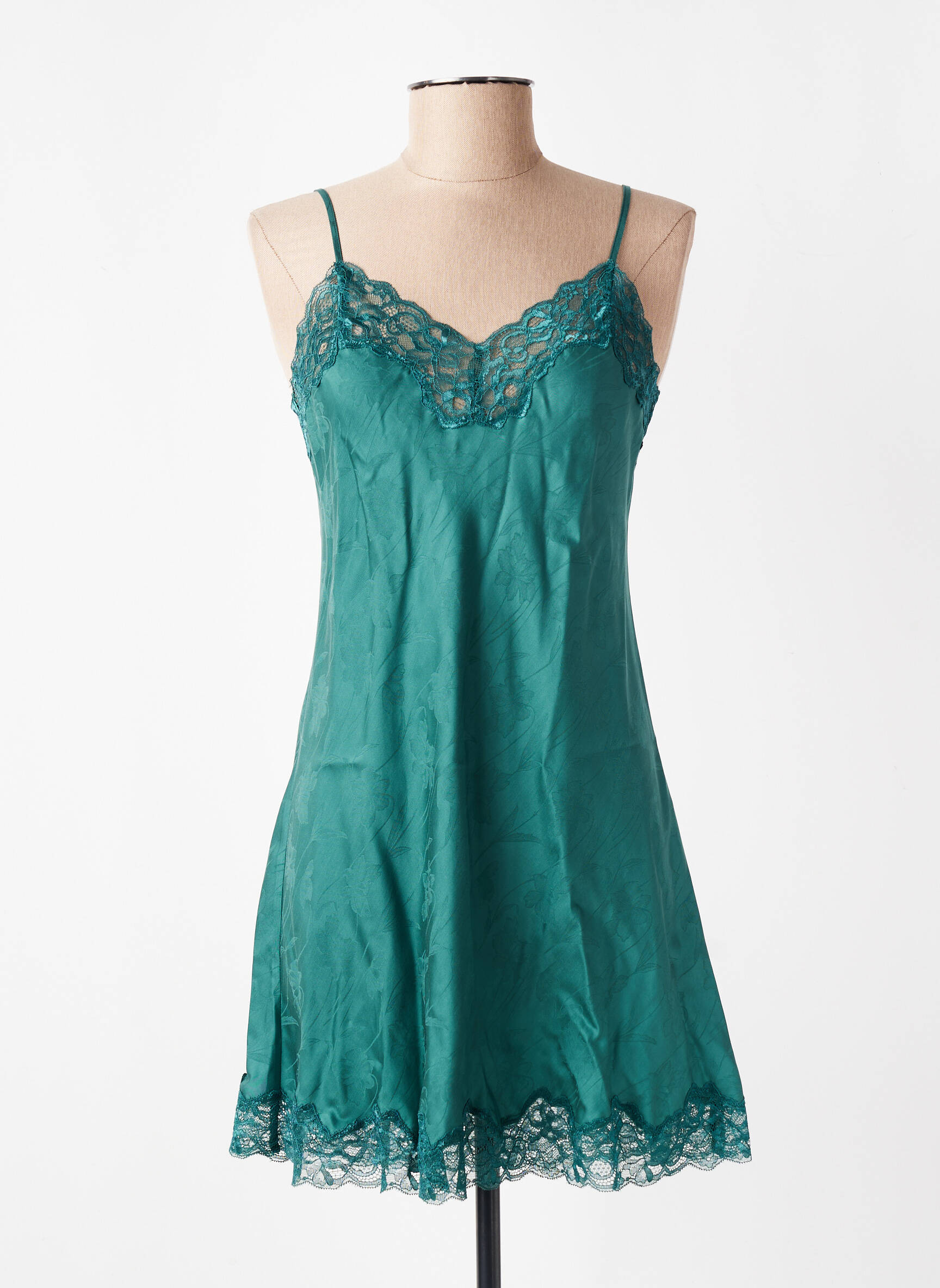 Nuisette/combinette effet matière satinée vert VIVIS femme
