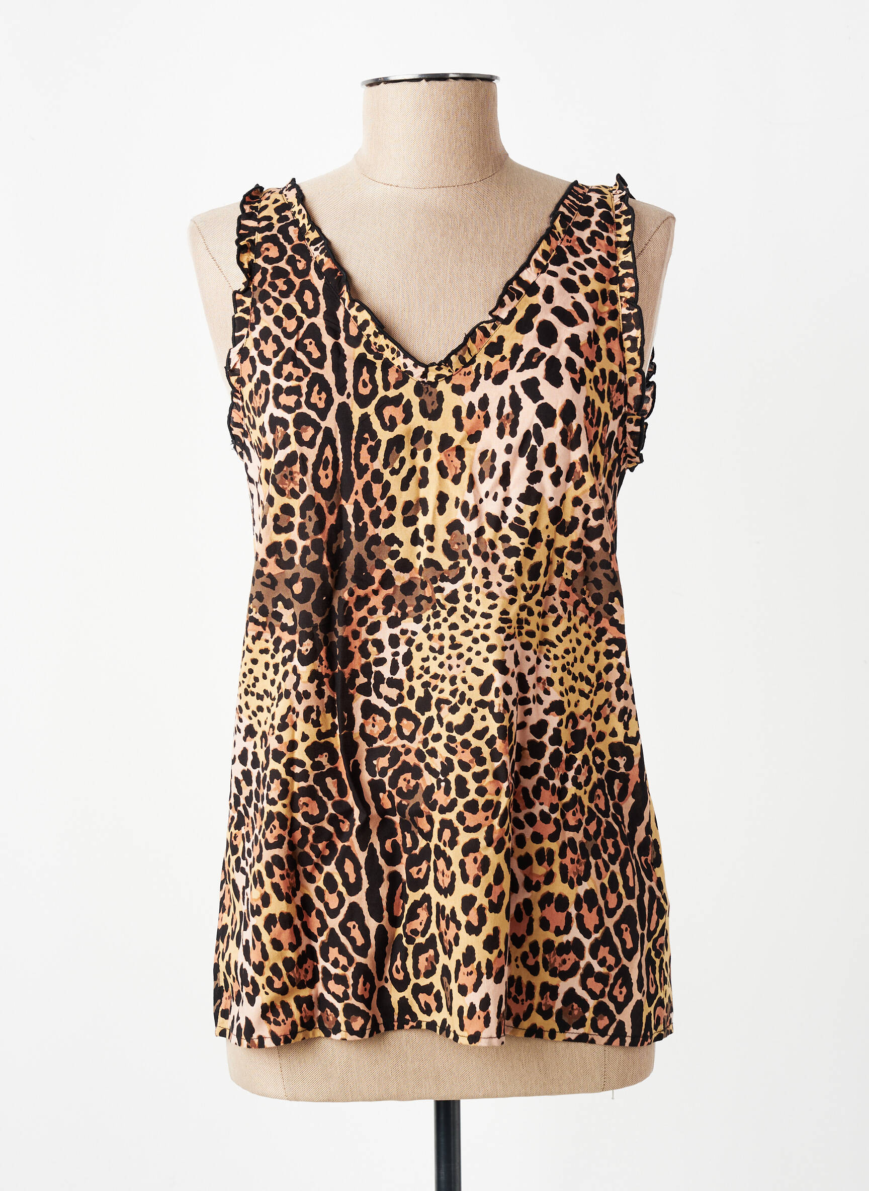 Top coupe cintrée sans manche beige VERDISSIMA femme