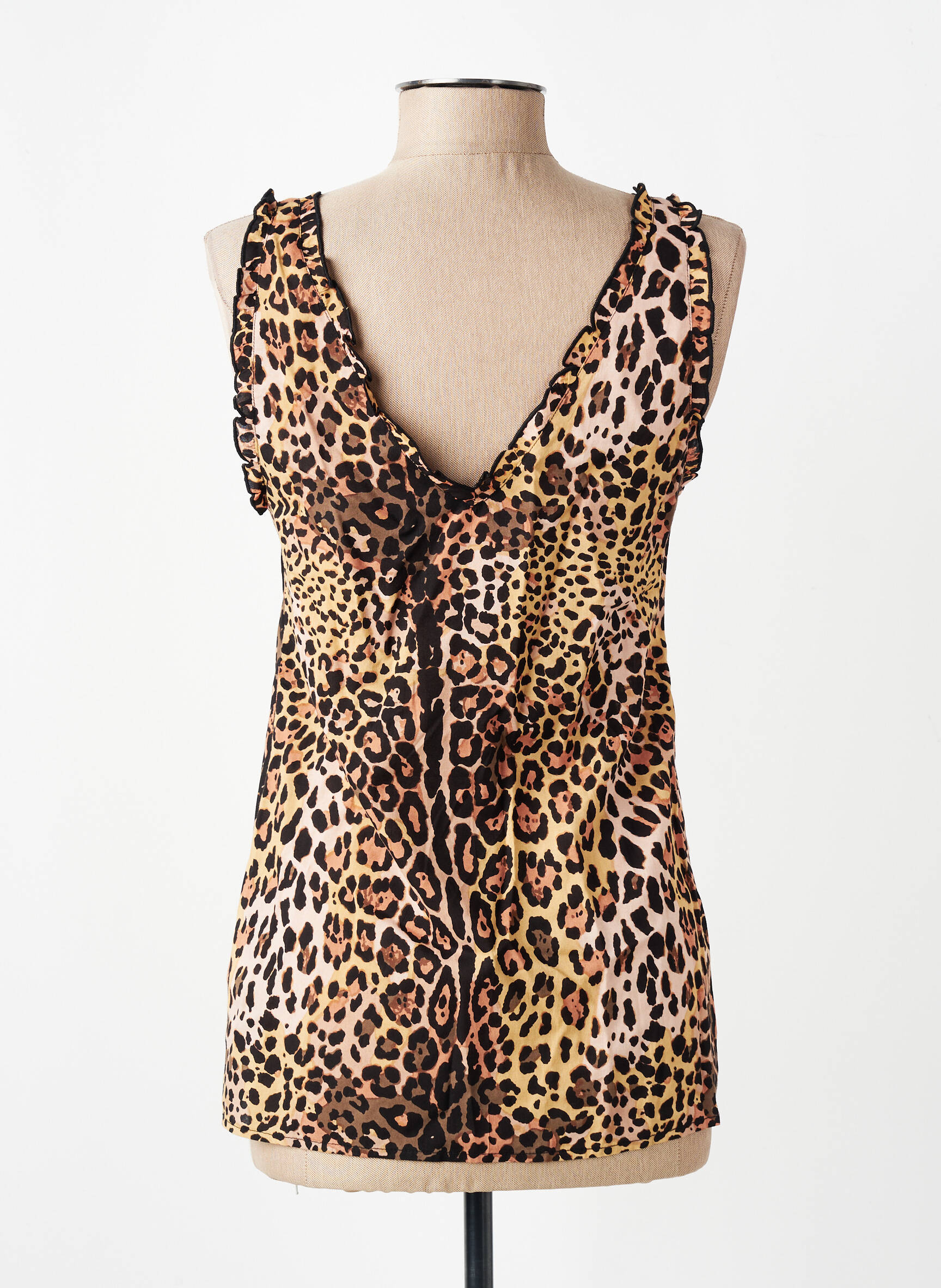 Top coupe cintrée sans manche beige VERDISSIMA femme