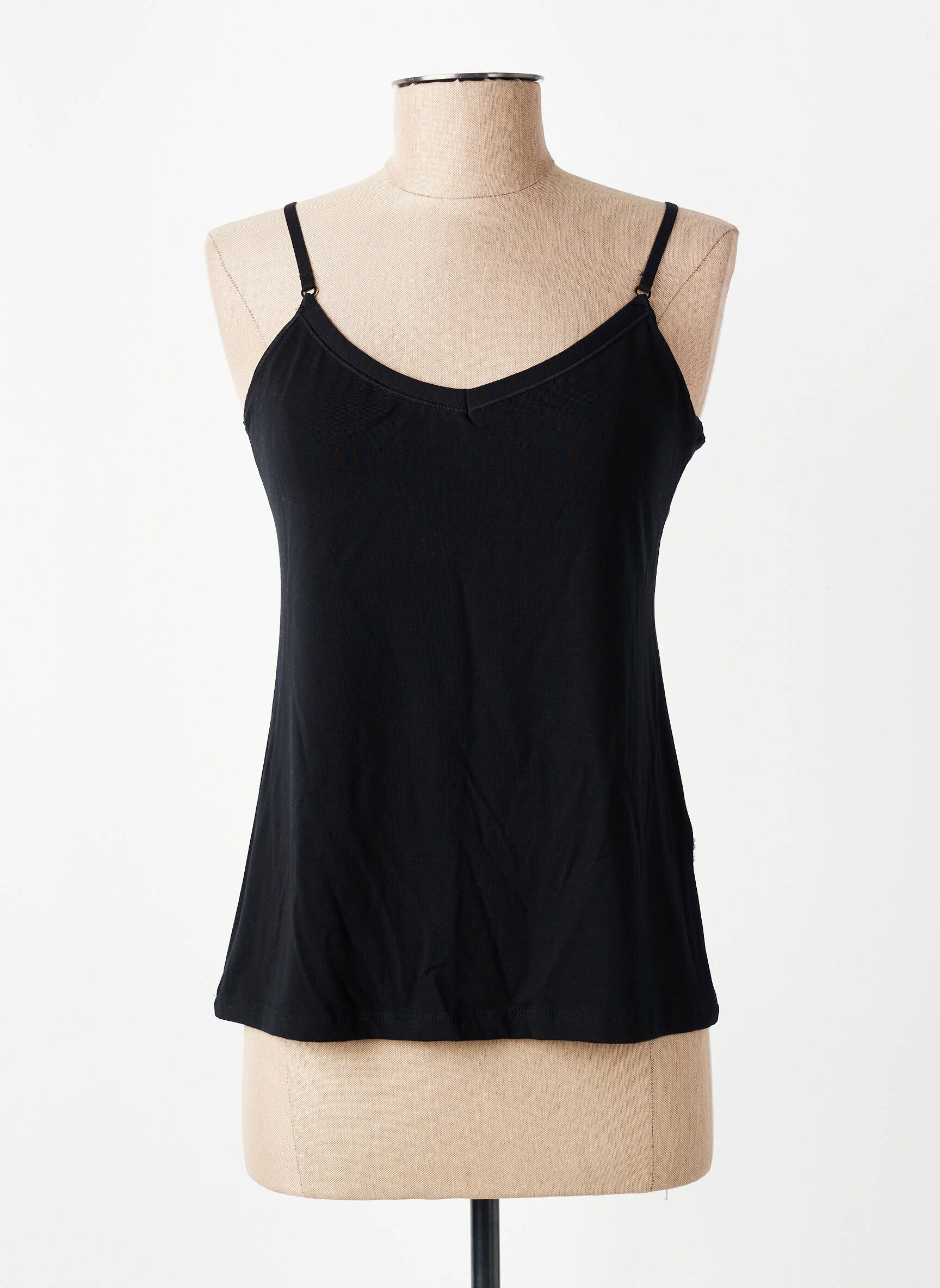 Top tissage jersey fines bretelles noir AVET femme