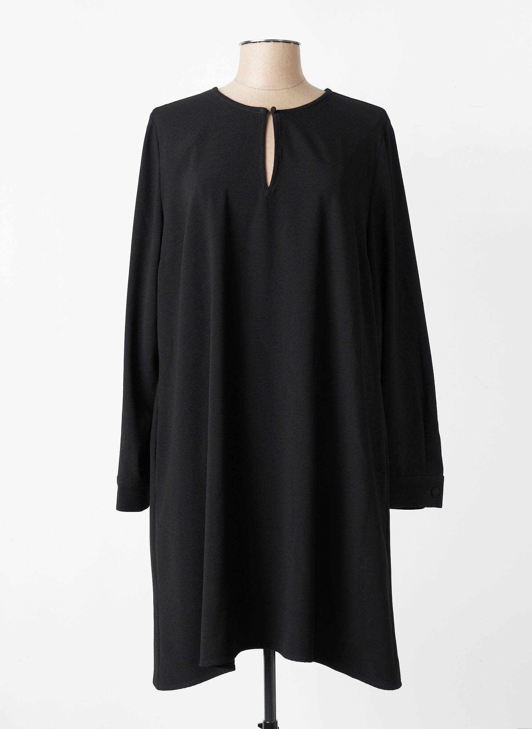 Robe mi-longue coupe fluide manches longues noir RIVER WOODS femme