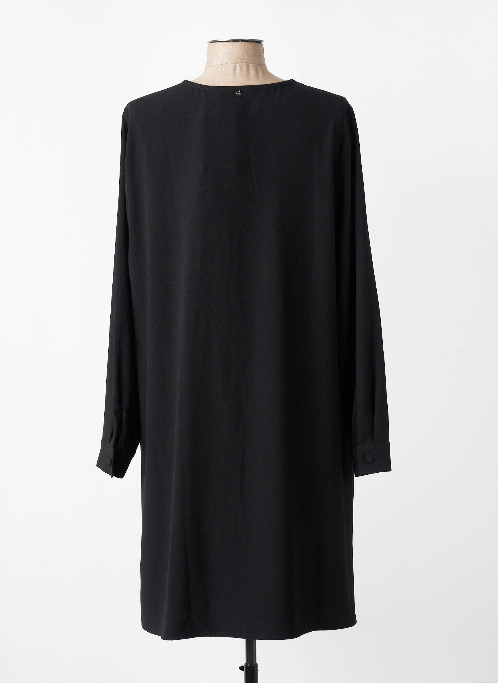 Robe mi-longue coupe fluide manches longues noir RIVER WOODS femme