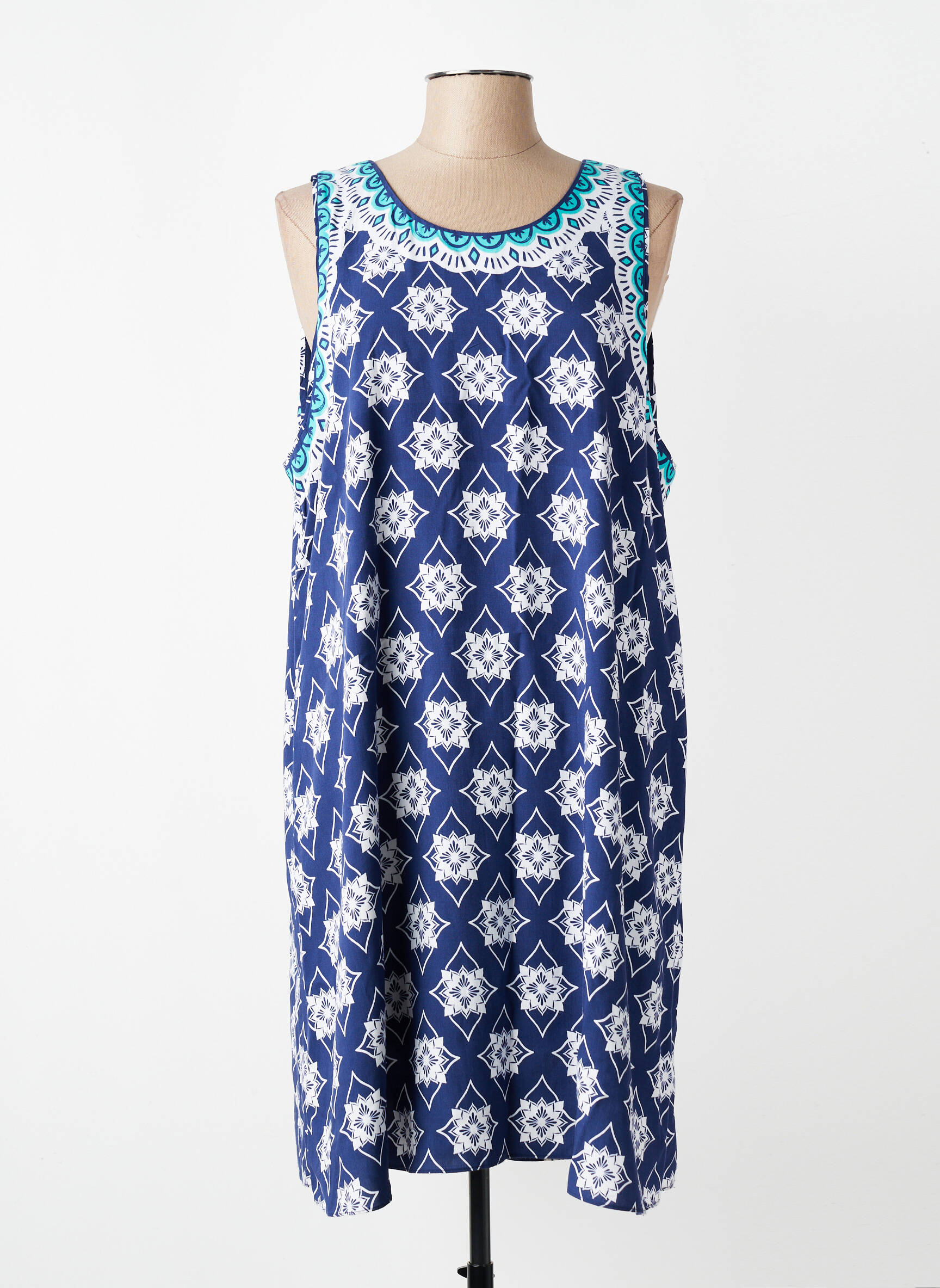 Robe mi-longue coupe fluide sans manche bleu HATLEY femme