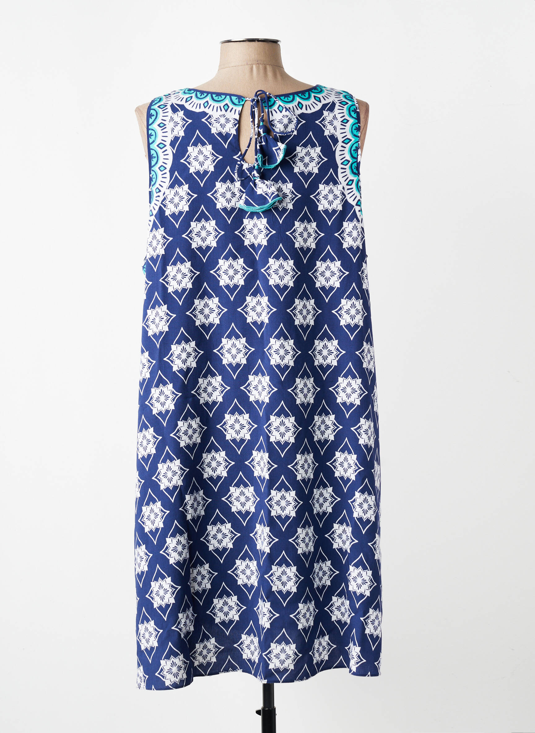 Robe mi-longue coupe fluide sans manche bleu HATLEY femme