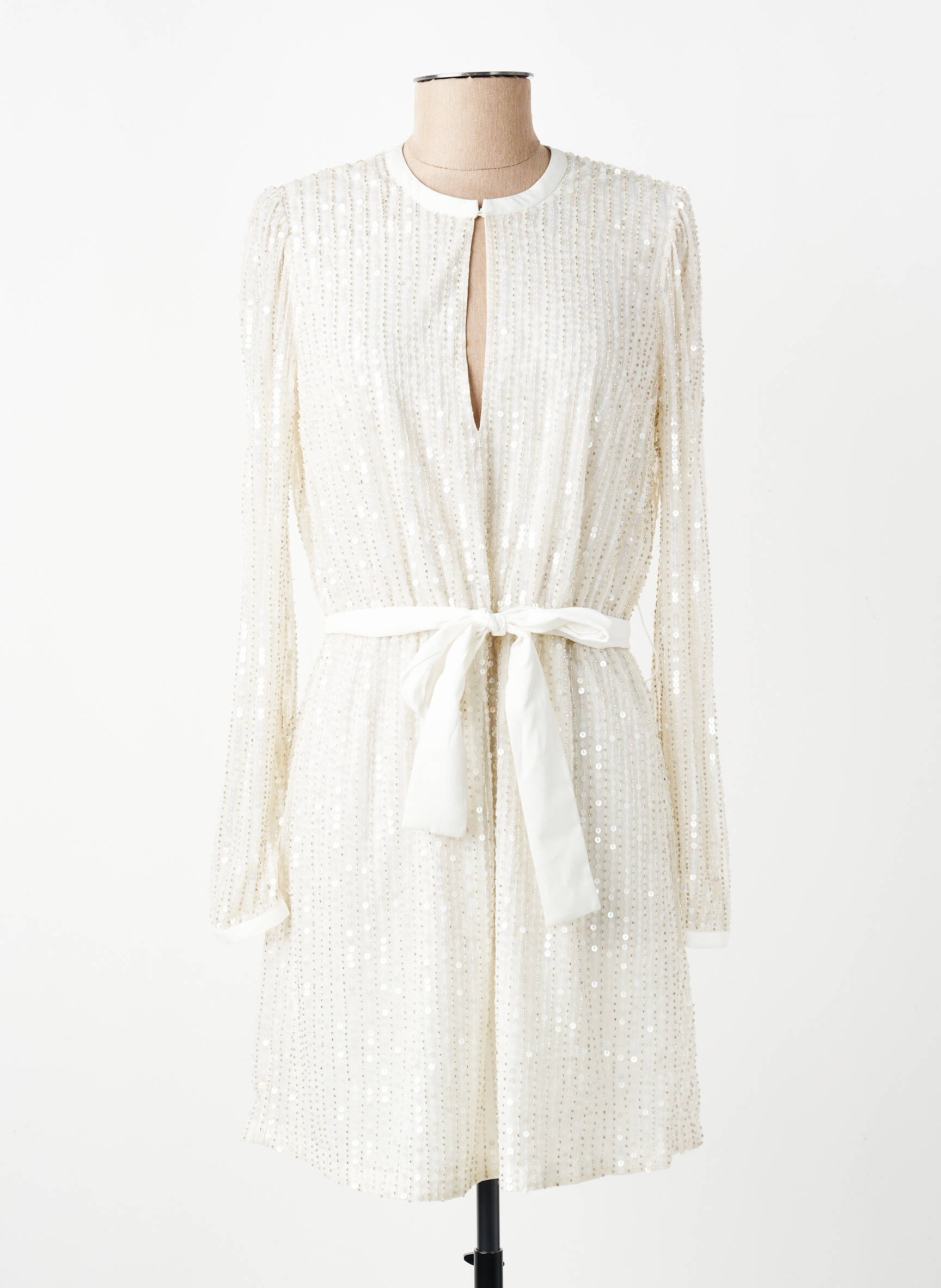 Robe mi-longue coupe fluide manches longues blanc TWINSET femme