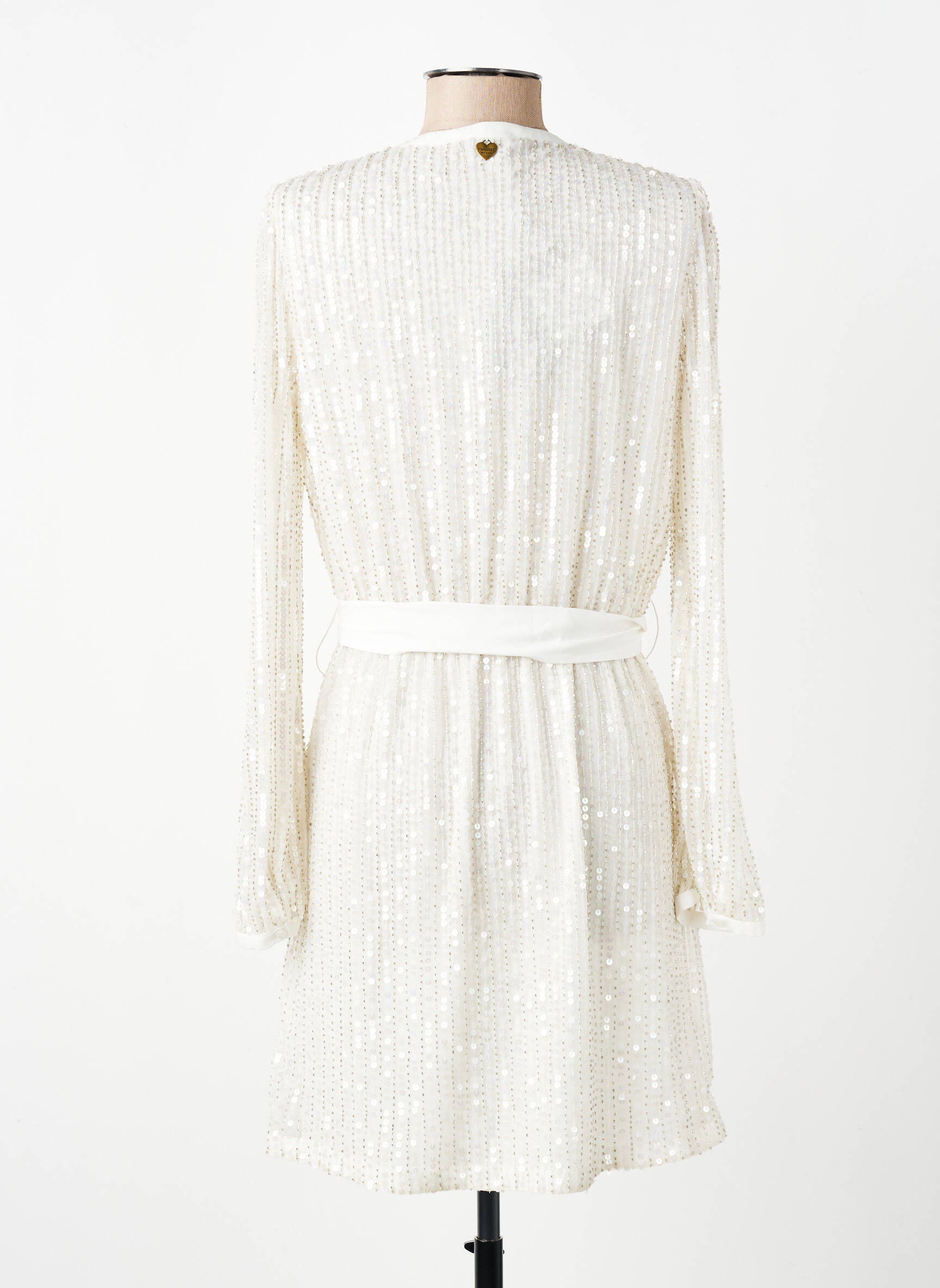 Robe mi-longue coupe fluide manches longues blanc TWINSET femme