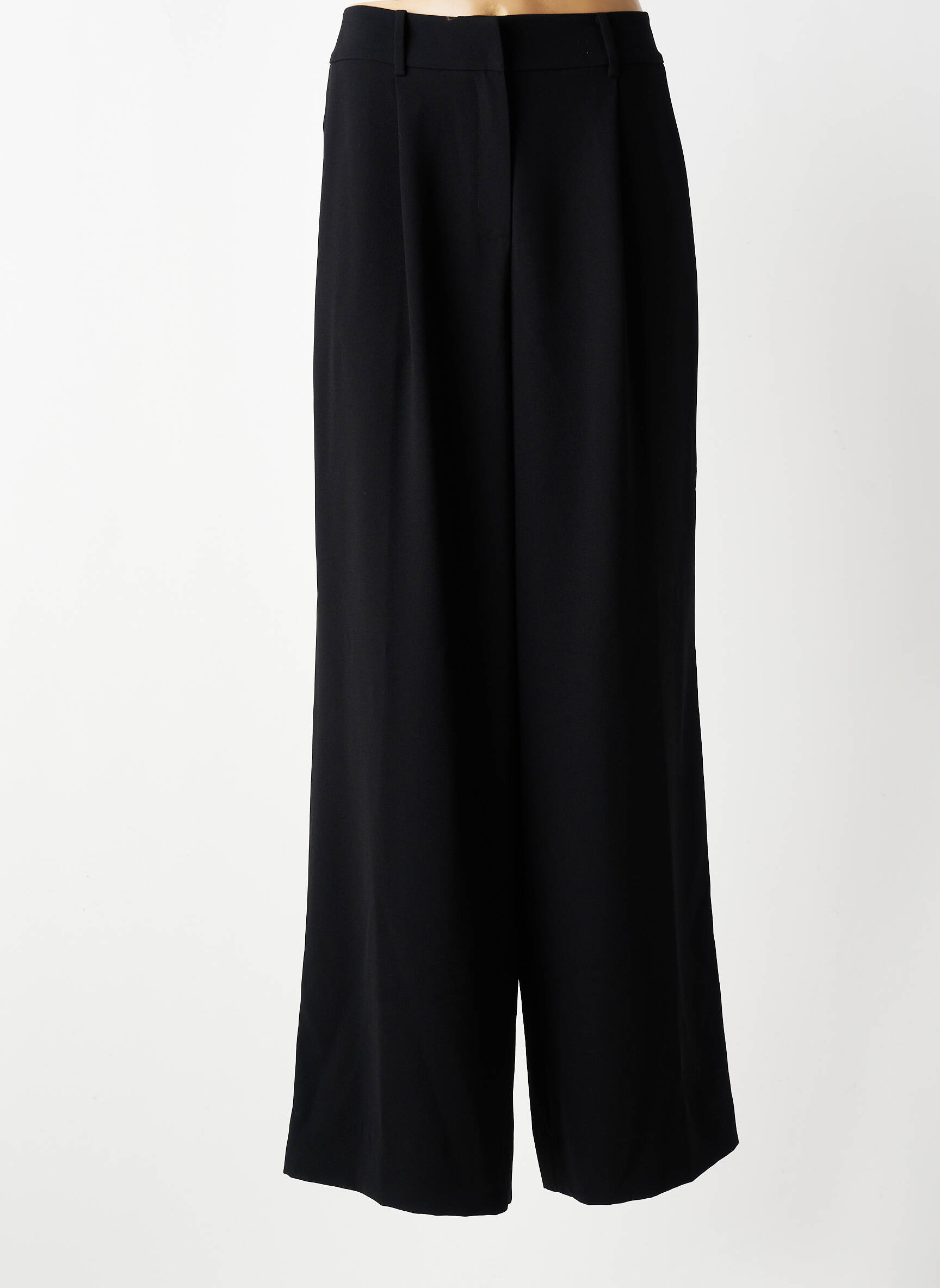Pantalon large fermeture zippée sous rabat boutonné taille normale noir HANA SAN femme
