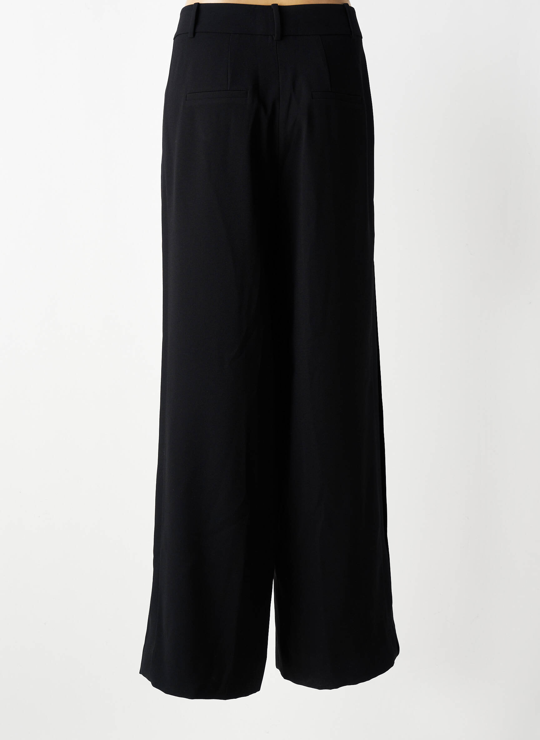 Pantalon large fermeture zippée sous rabat boutonné taille normale noir HANA SAN femme