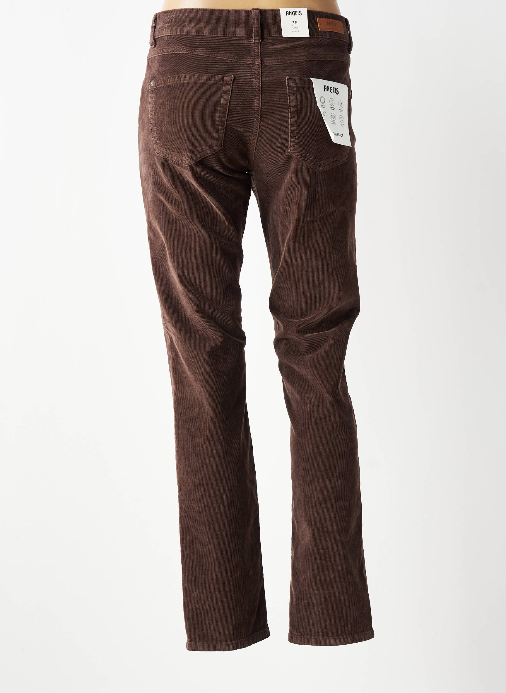 Pantalon slim stretch taille normale marron ANGELS femme