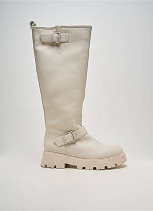Bottes matière lisse talon de 4 à 6cm beige TWINSET femme
