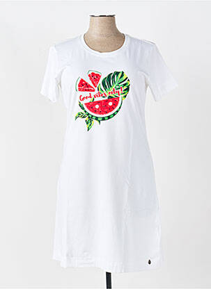 Chemise de nuit manches courtes blanc REBELLE femme