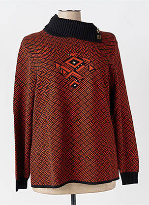 Pull col roulé coupe droite manches longues orange PAUPORTÉ femme