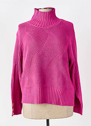 Pull col roulé stretch manches longues rose MARBLE femme