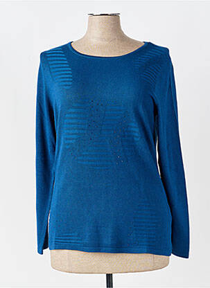 Pull coupe cintrée manches longues bleu MARBLE femme