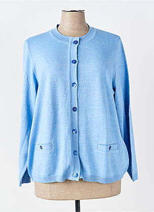 Gilet manches longues col rond bleu PAUPORTÉ femme