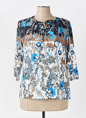 Chemisier imprimé fleurs manches 3/4 bleu FRANK WALDER femme