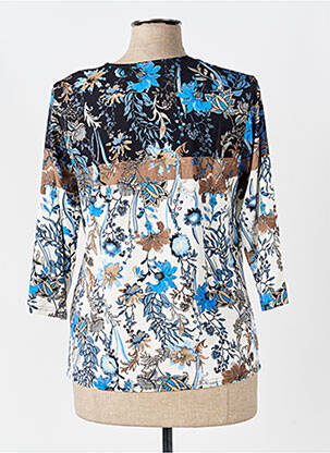 Chemisier imprimé fleurs manches 3/4 bleu FRANK WALDER femme