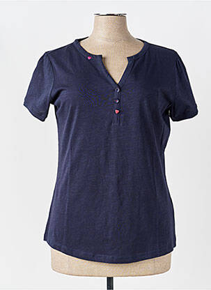 T-shirt col v manches courtes bleu IL GRANCHIO femme