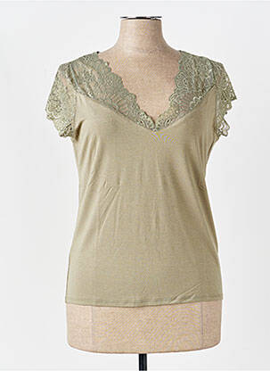Top tissage jersey manches courtes vert MARBLE femme