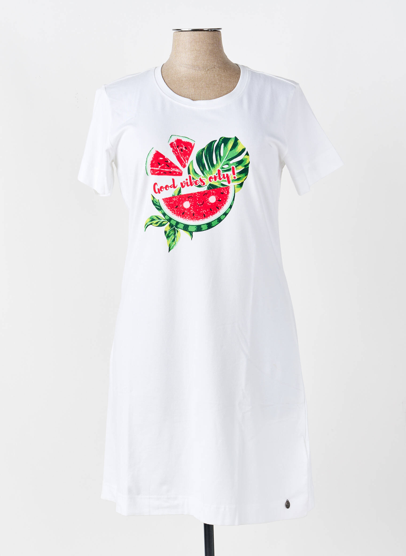 Chemise de nuit manches courtes blanc REBELLE femme