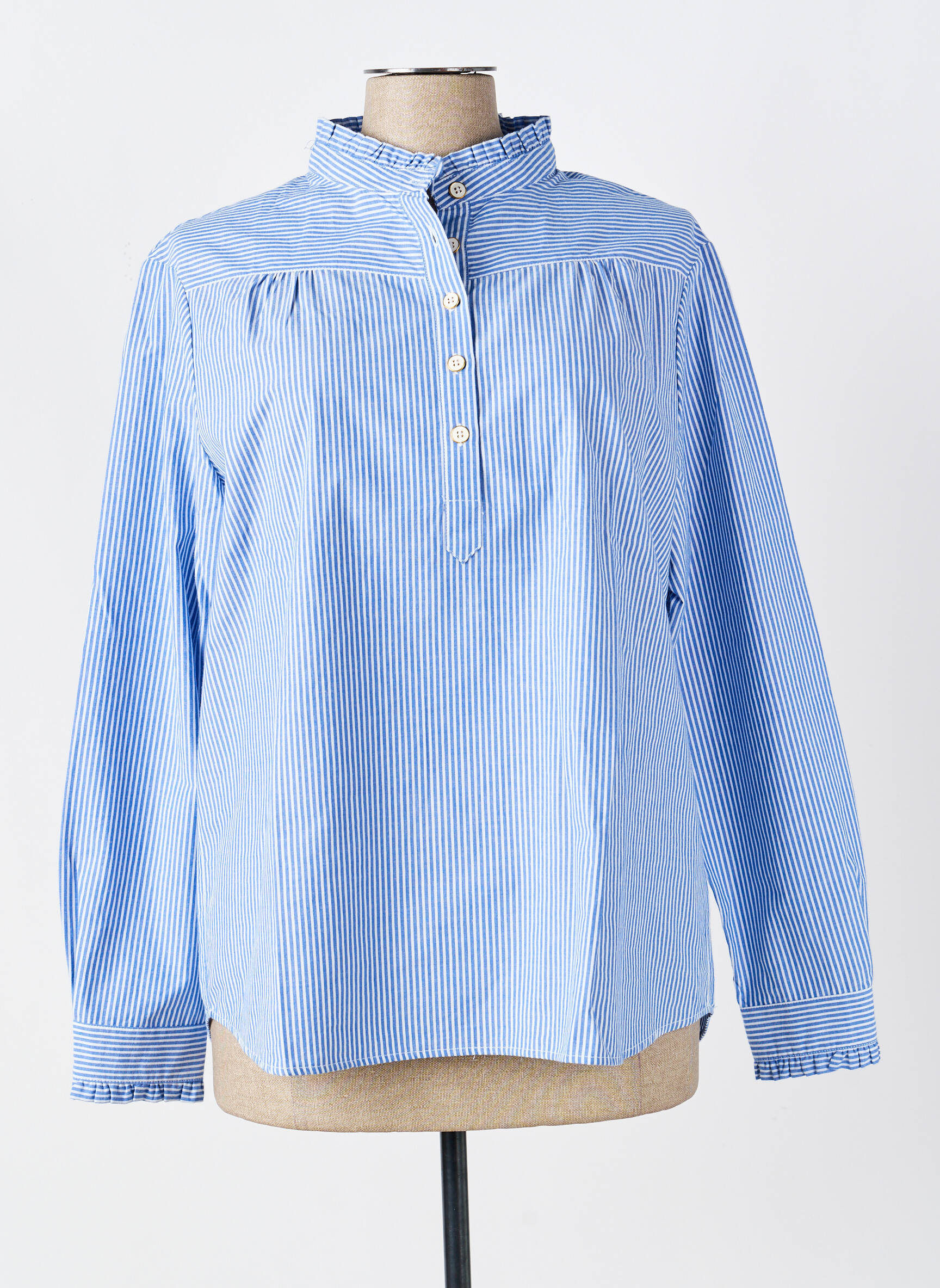 Blouse poignets boutonnés avec fente manches longues bleu ARMOR LUX femme