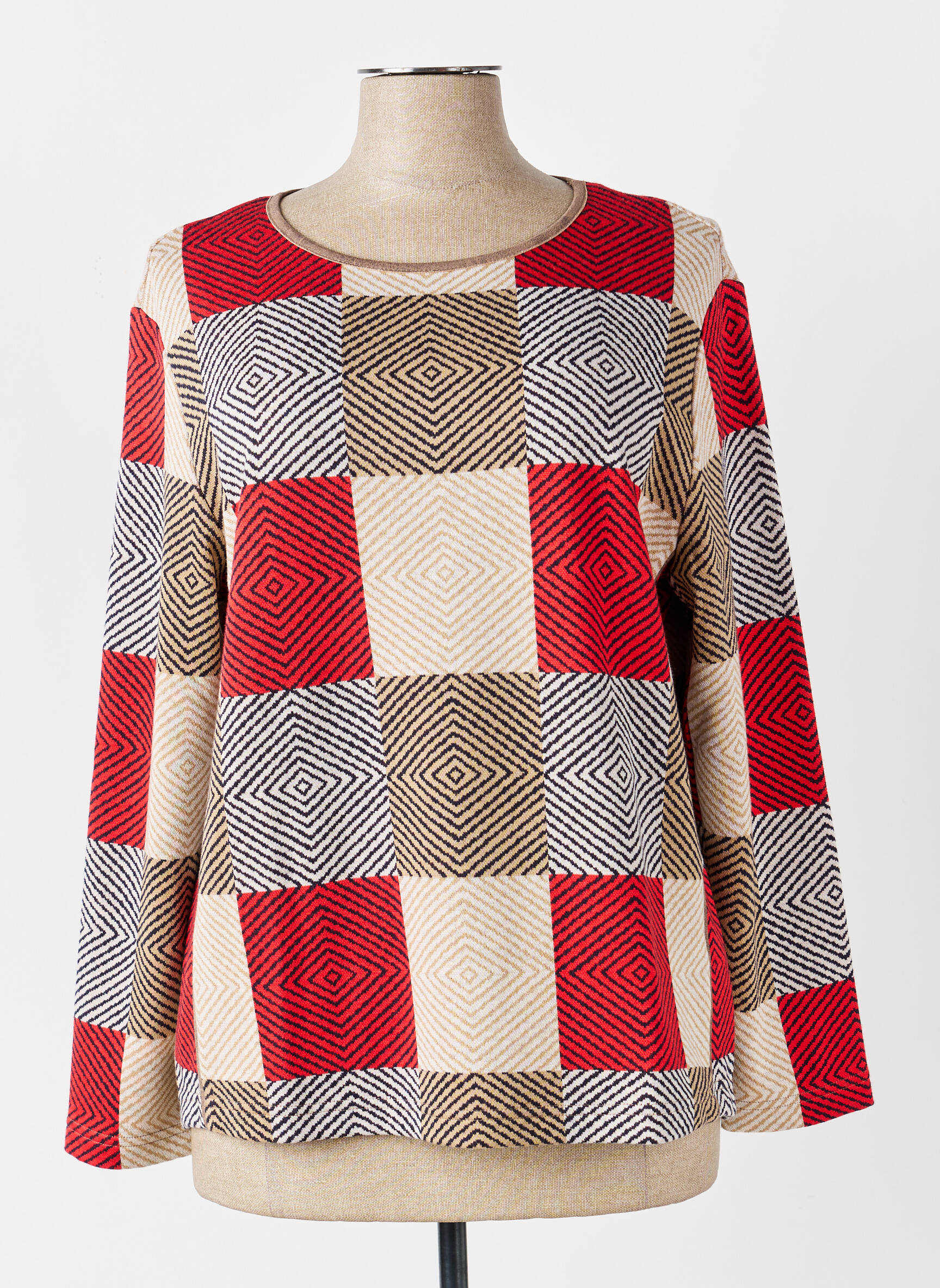 Pull coupe cintrée manches longues rouge FRANK WALDER femme