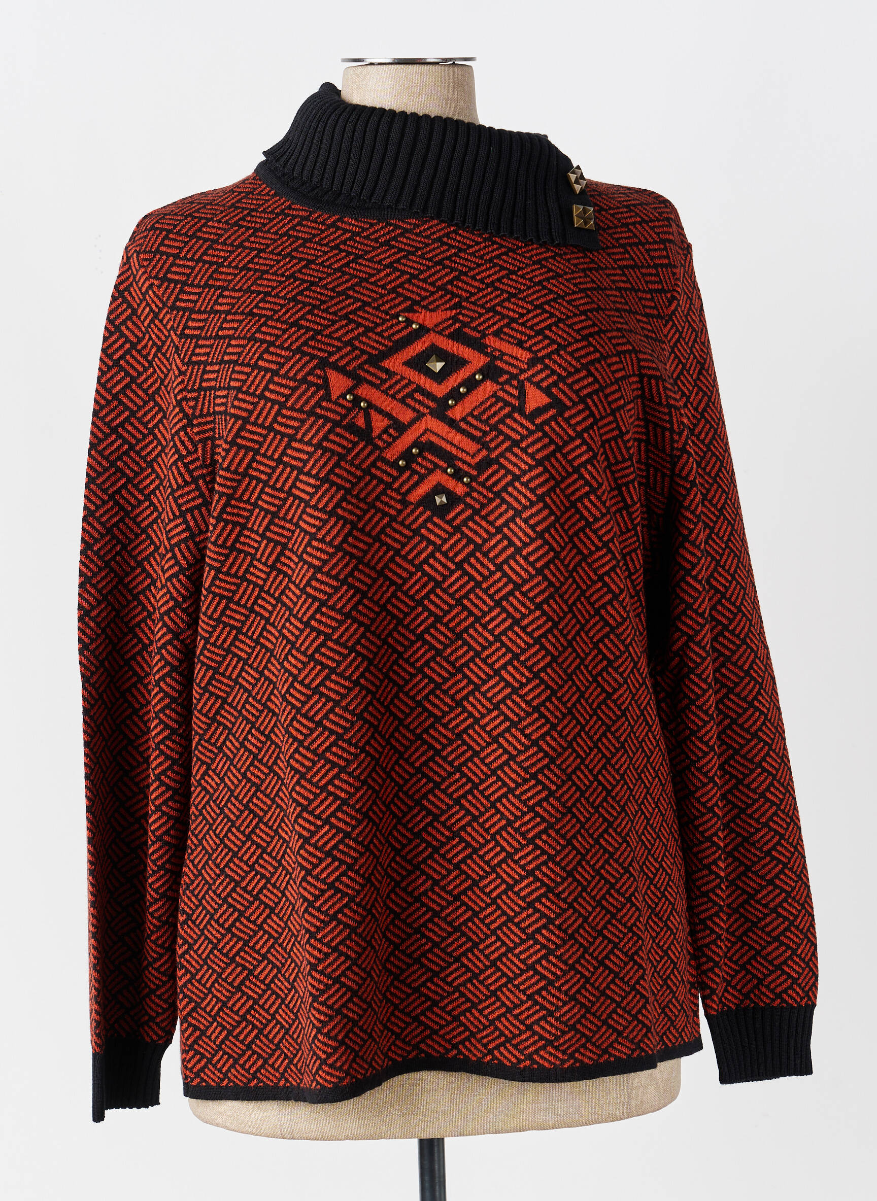 Pull col roulé coupe droite manches longues orange PAUPORTÉ femme