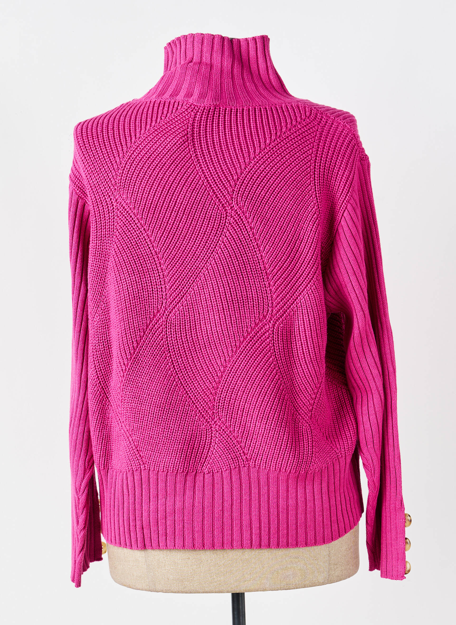 Pull col roulé stretch manches longues rose MARBLE femme