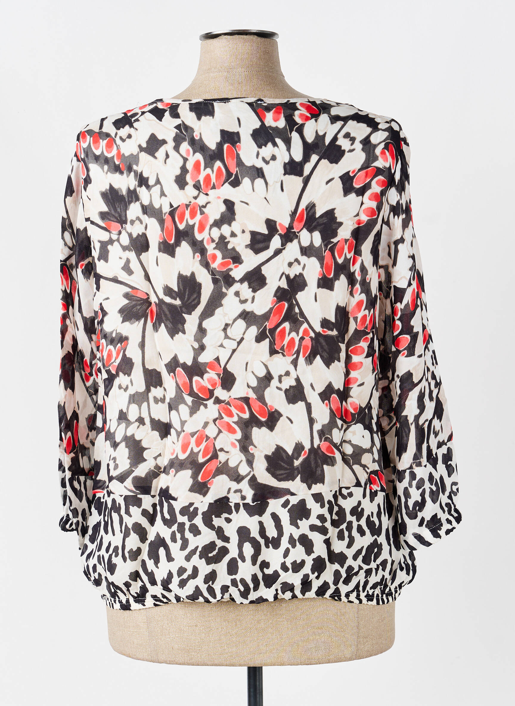 Blouse légère et transparente manches 3/4 noir BETTY BARCLAY femme