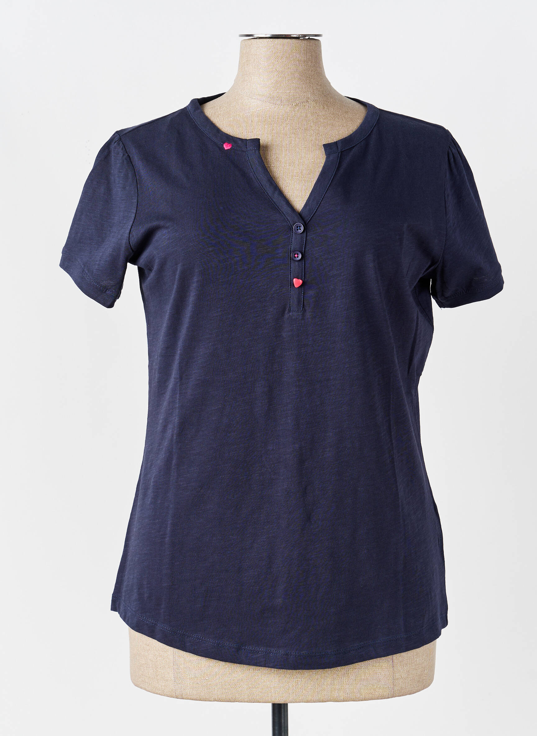 T-shirt col v manches courtes bleu IL GRANCHIO femme