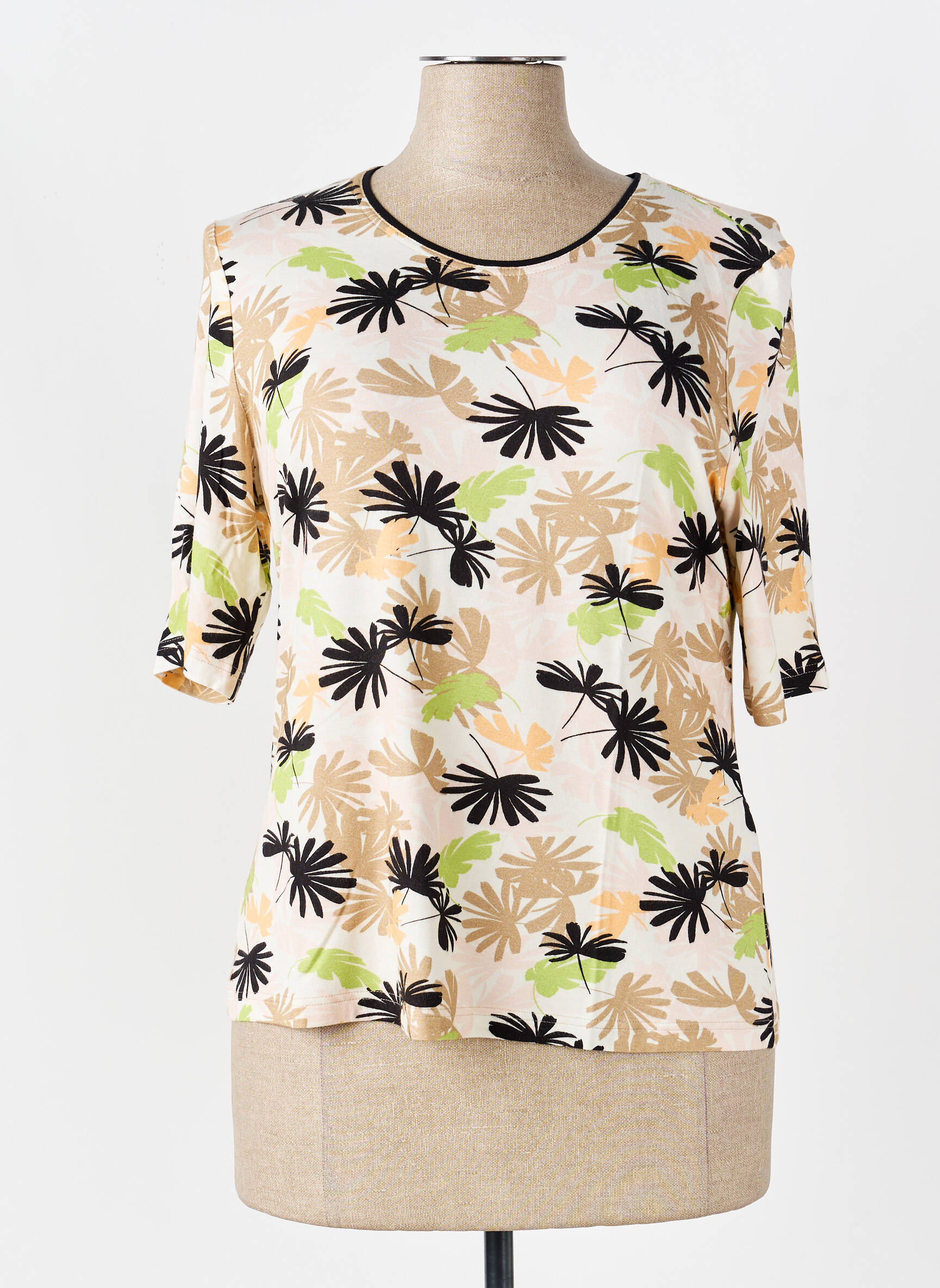 T-shirt stretch manches courtes beige BARBARA LEBEK femme