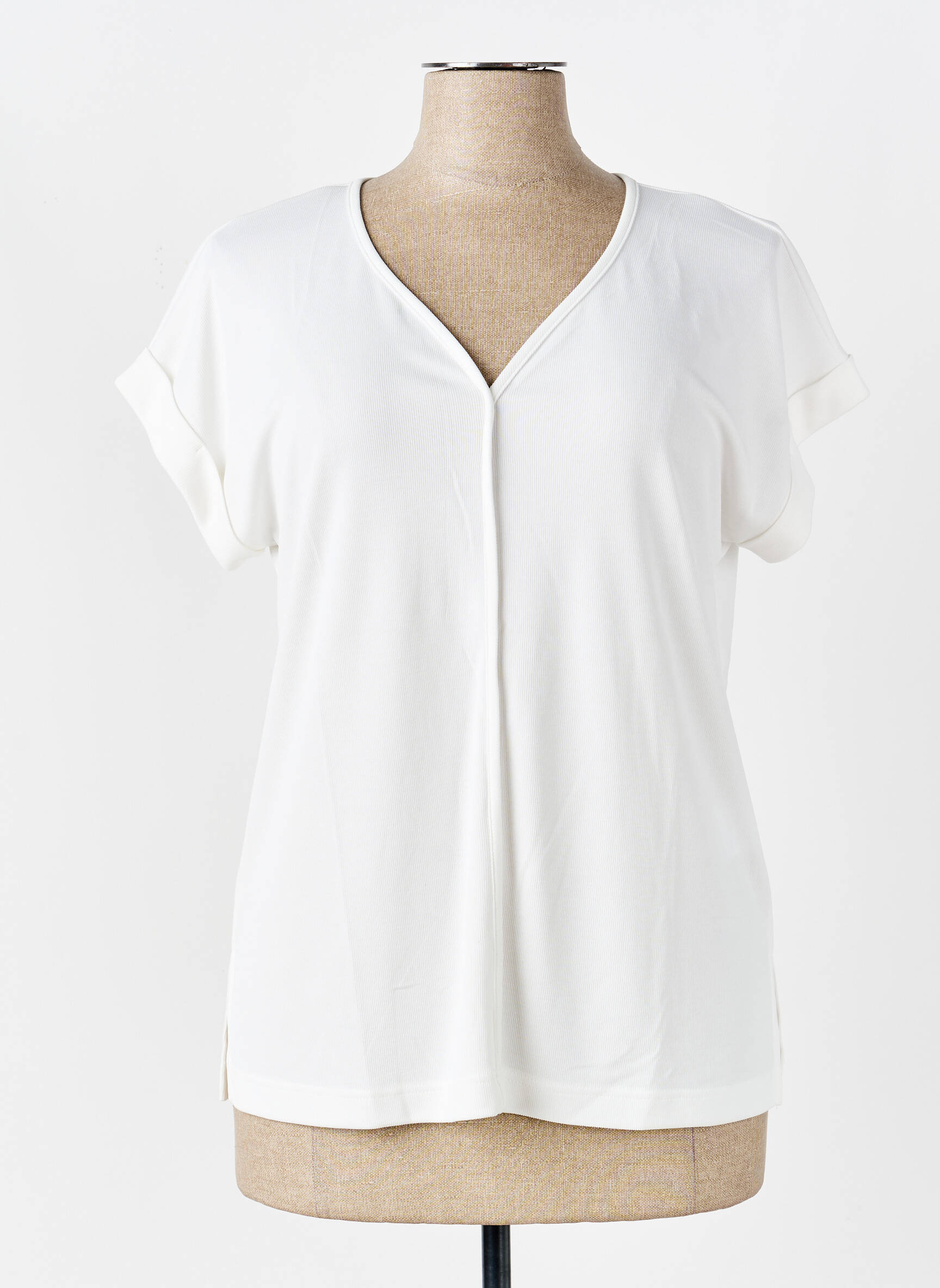 T-shirt col v manches courtes blanc SOMMERMANN femme