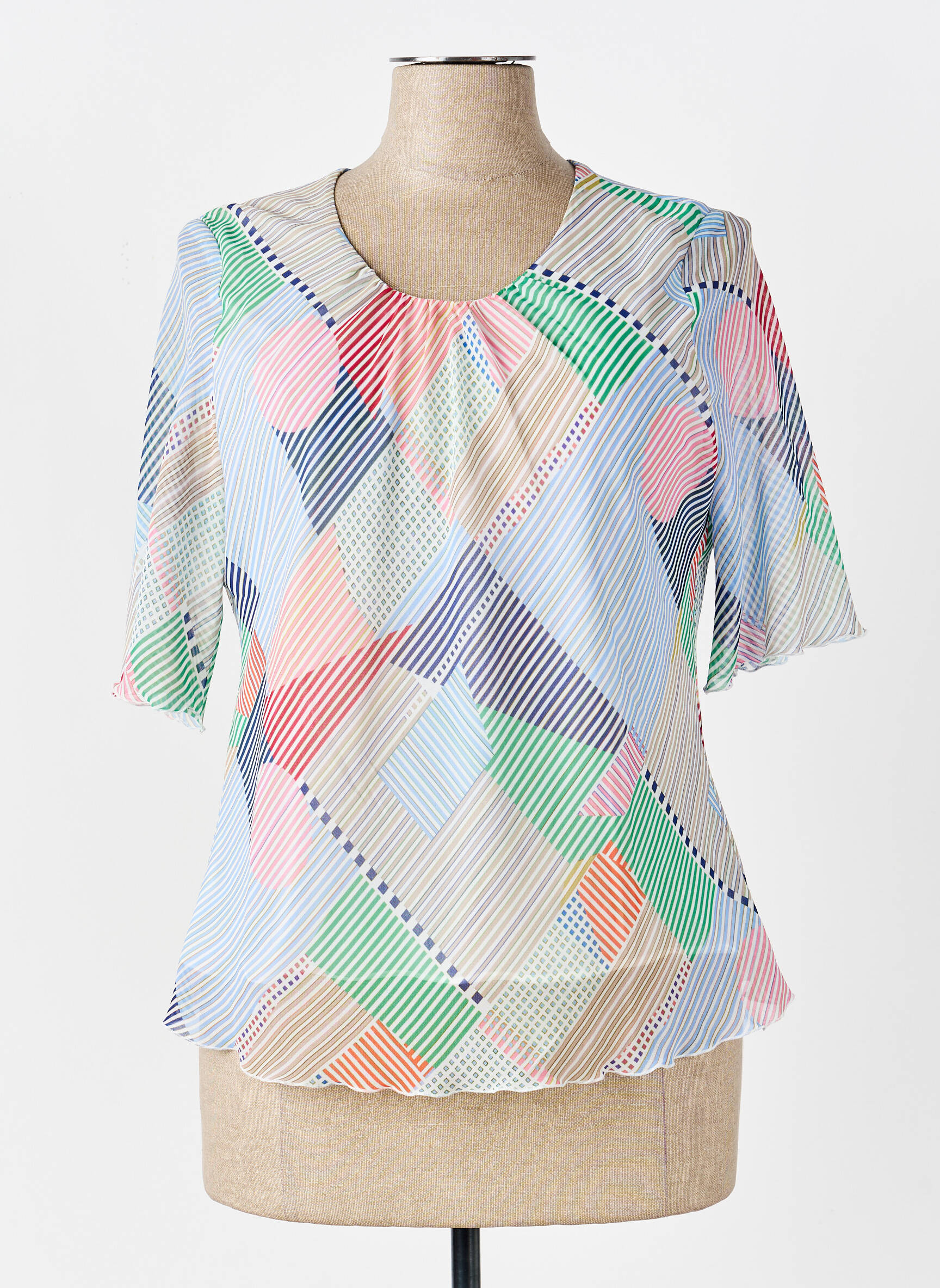 Blouse légère et transparente manches 3/4 bleu SOMMERMANN femme