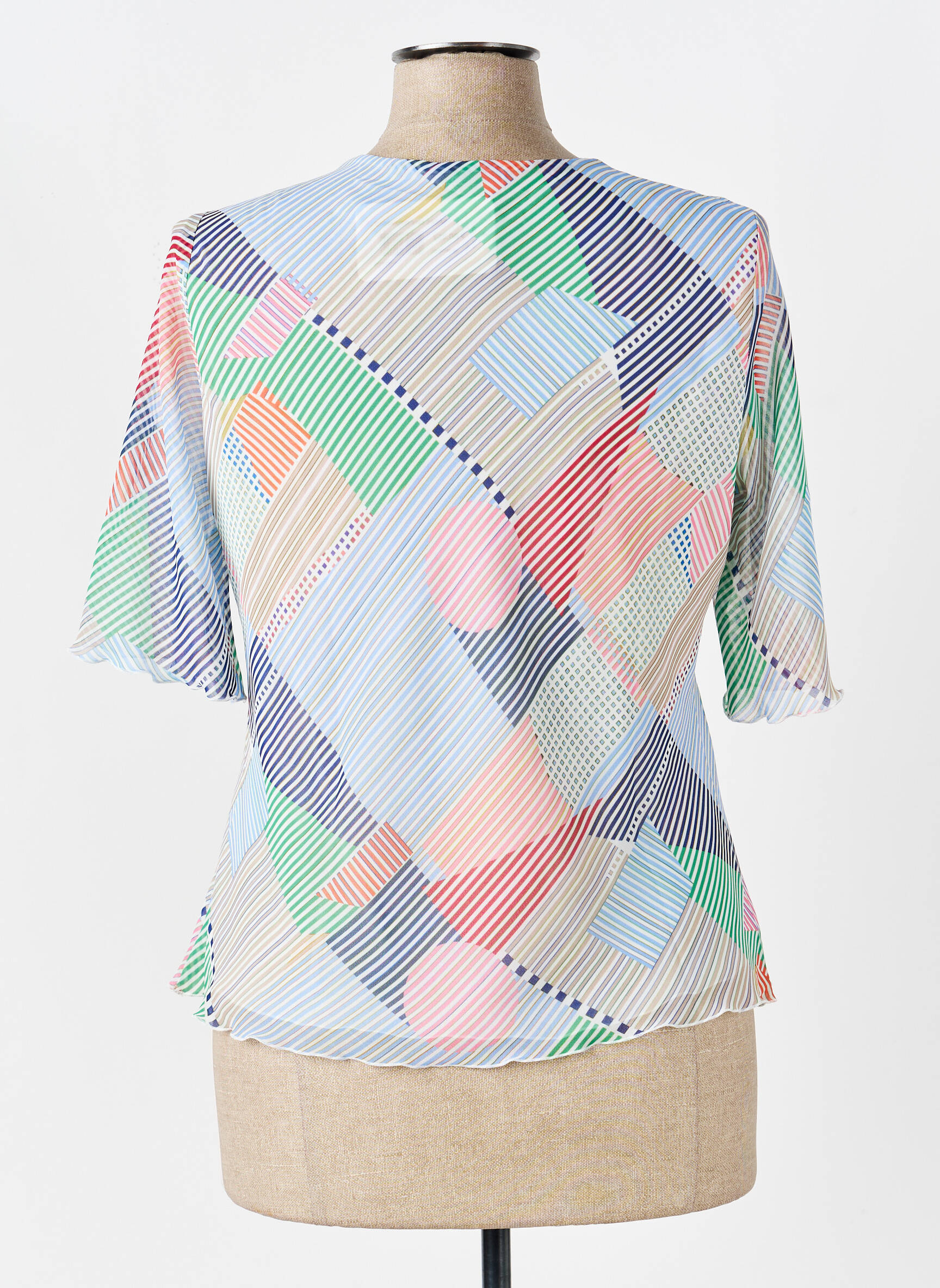 Blouse légère et transparente manches 3/4 bleu SOMMERMANN femme