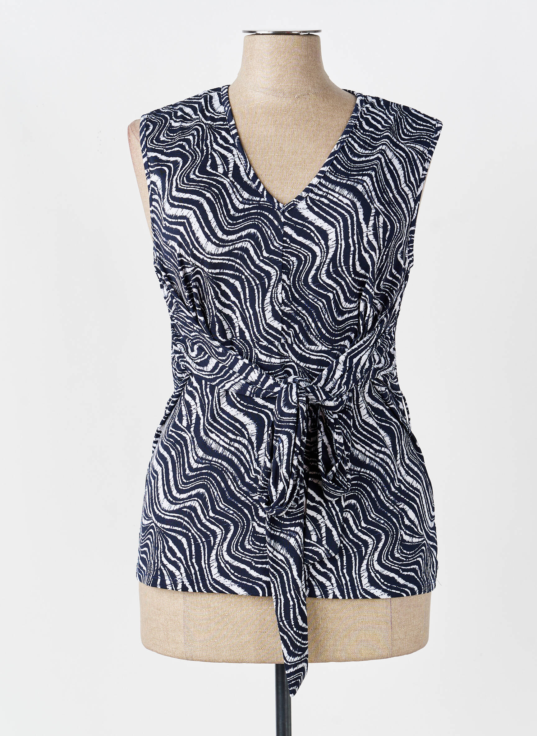 Top tissage jersey sans manche bleu MARBLE femme